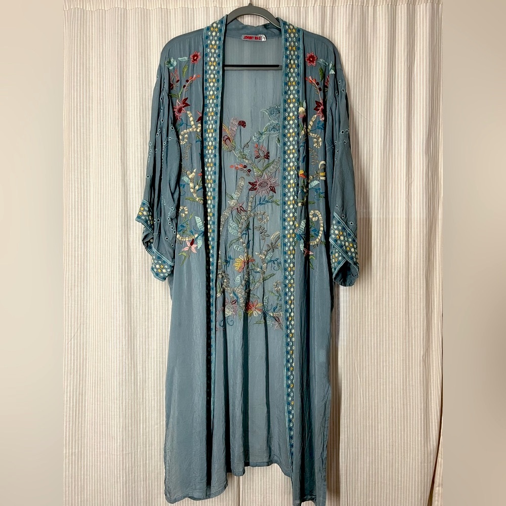 Johnny Was Blue Floral Kimono